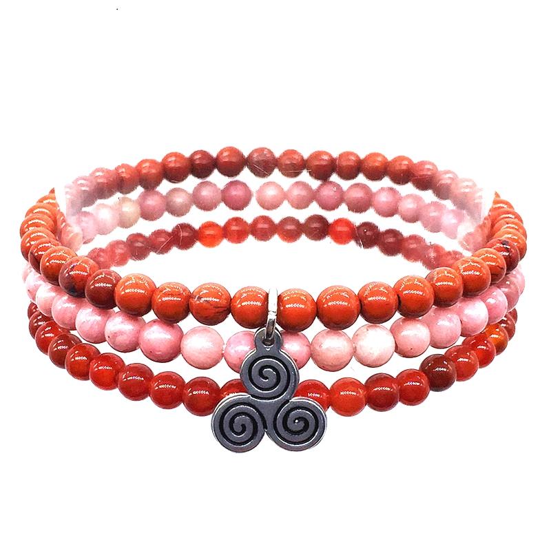 HOT PASSION TICKLERS-Red Jasper, Carnelian & Rhodonite- 3/pc  "MIGHTY MINIS " Healing Energy Stone Bracelets