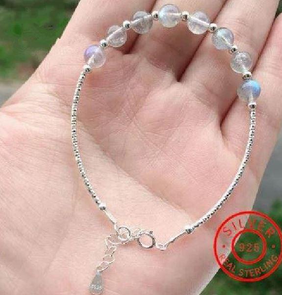 925 Sterling Silver Grey Moonstone ( Labradorite) AURA BALANCING Bracelet