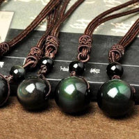 Thumbnail for Natural Rainbow Eye Obsidian Orb Pendant Necklace