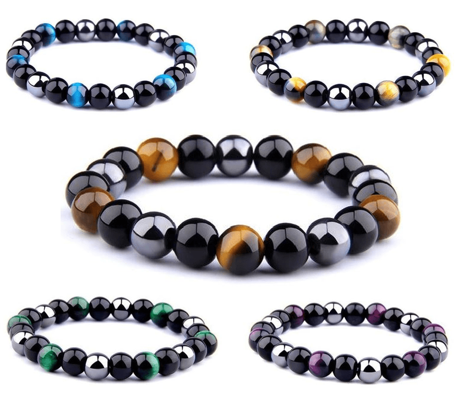 Natural Obsidian, Hematite & Assd Tiger Eye Beads MANIFEST GOALS Bracelet