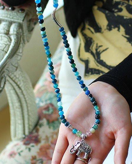 Buddha Head Natural Crystal Bracelet with Elephant Charm