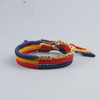 Thumbnail for Find PEACE with this 3/pc Multi-Colored Tibetan Buddhist Braided Lucky Rope Bracelet Set