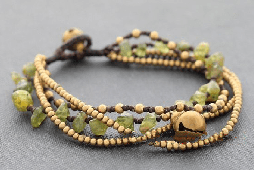 Natural Peridot Stone & Thai Brass 'NATURE'S SUNSHINE' Bracelet