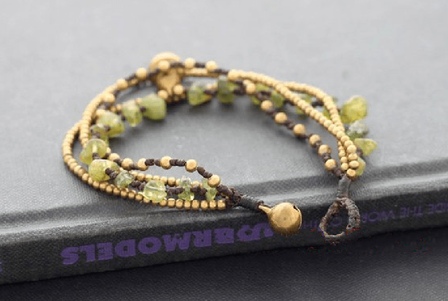 Natural Peridot Stone & Thai Brass 'NATURE'S SUNSHINE' Bracelet