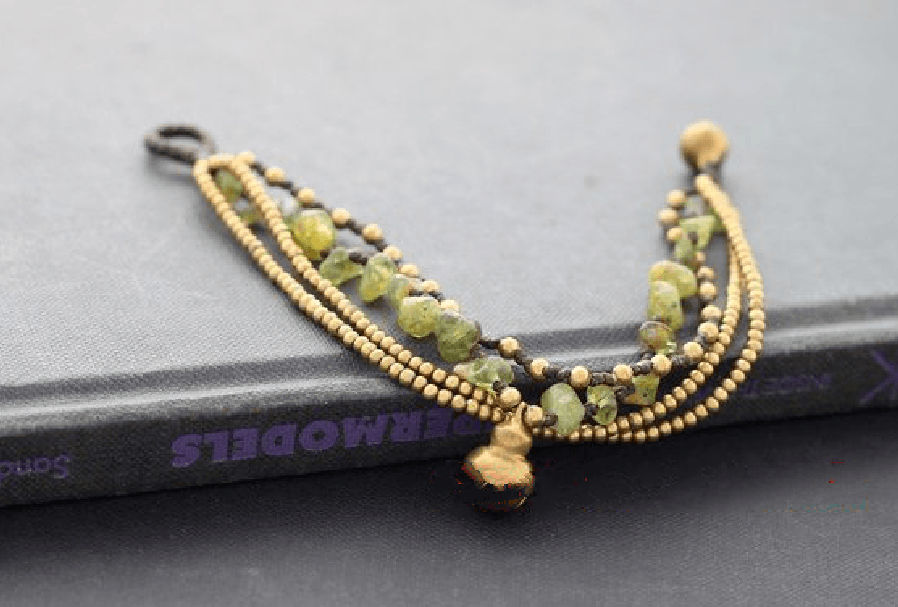 Natural Peridot Stone & Thai Brass 'NATURE'S SUNSHINE' Bracelet