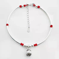 Thumbnail for 925 Sterling Silver ENLIGHTENMENT Persimmon Bell Red Rope Bracelet