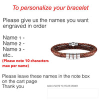 Thumbnail for Men's Leather & Stainless Steel Personalized Name/s Bracelet