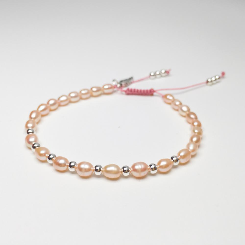 Freshwater Pink Baroque Pearls & Sterling Silver Wing SINCERITY Rope Bracelet