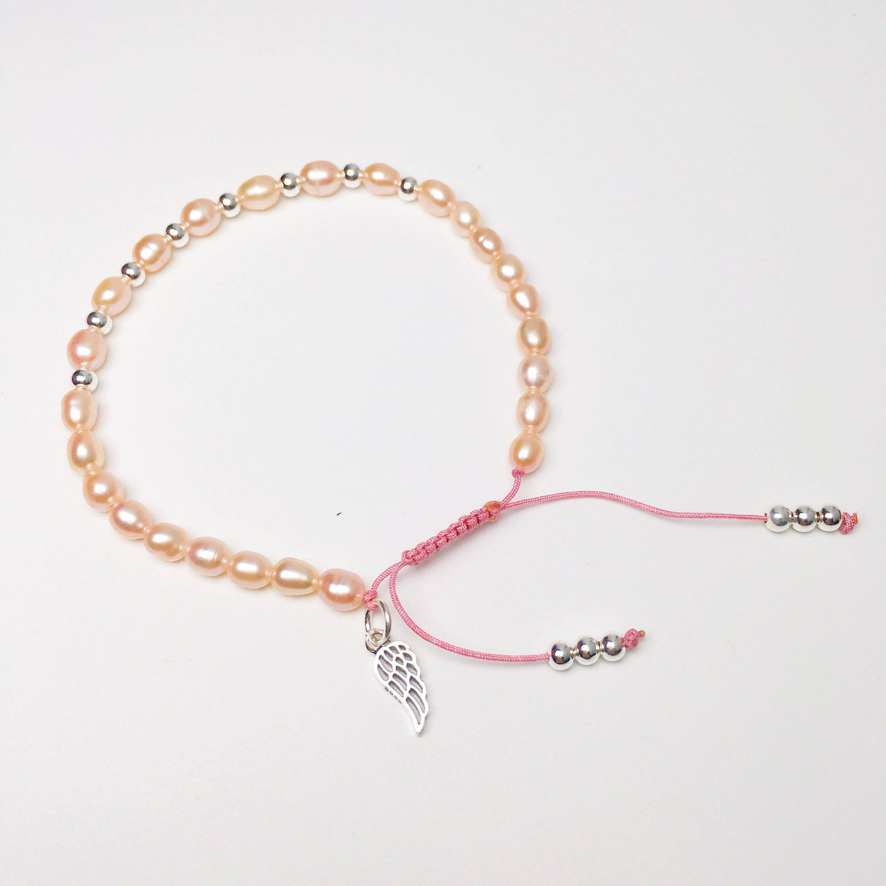 Freshwater Pink Baroque Pearls & Sterling Silver Wing SINCERITY Rope Bracelet