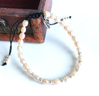 Thumbnail for Freshwater Pink Baroque Pearls & Sterling Silver Wing SINCERITY Rope Bracelet