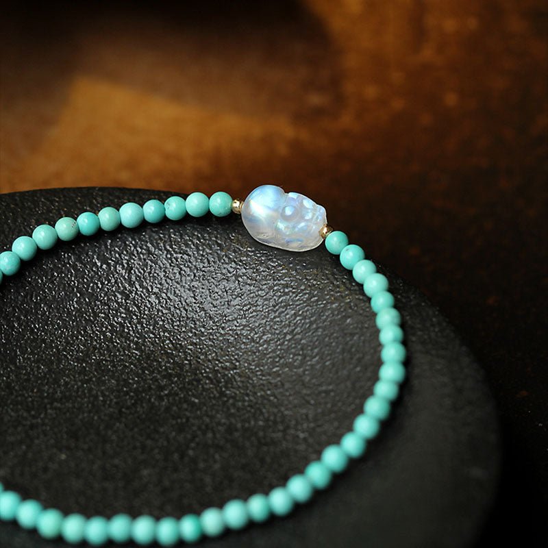 Pixiu Moonstone Turquoise Wealth Protection Bracelet