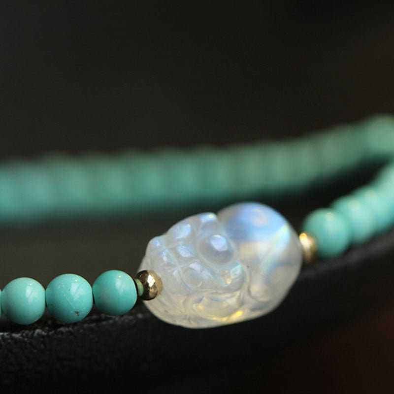 Pixiu Moonstone Turquoise Wealth Protection Bracelet