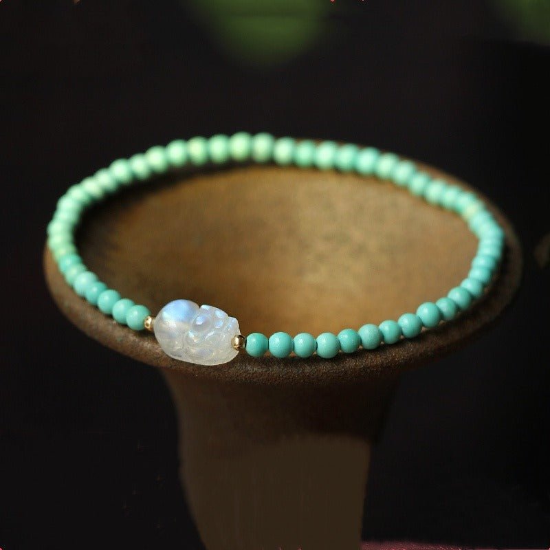 Pixiu Moonstone Turquoise Wealth Protection Bracelet