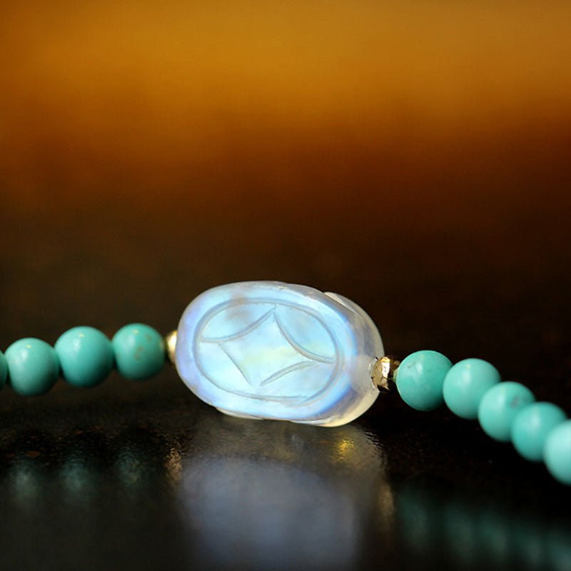 Pixiu Moonstone Turquoise Wealth Protection Bracelet