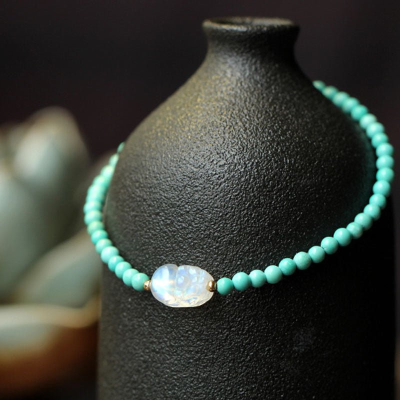 Pixiu Moonstone Turquoise Wealth Protection Bracelet