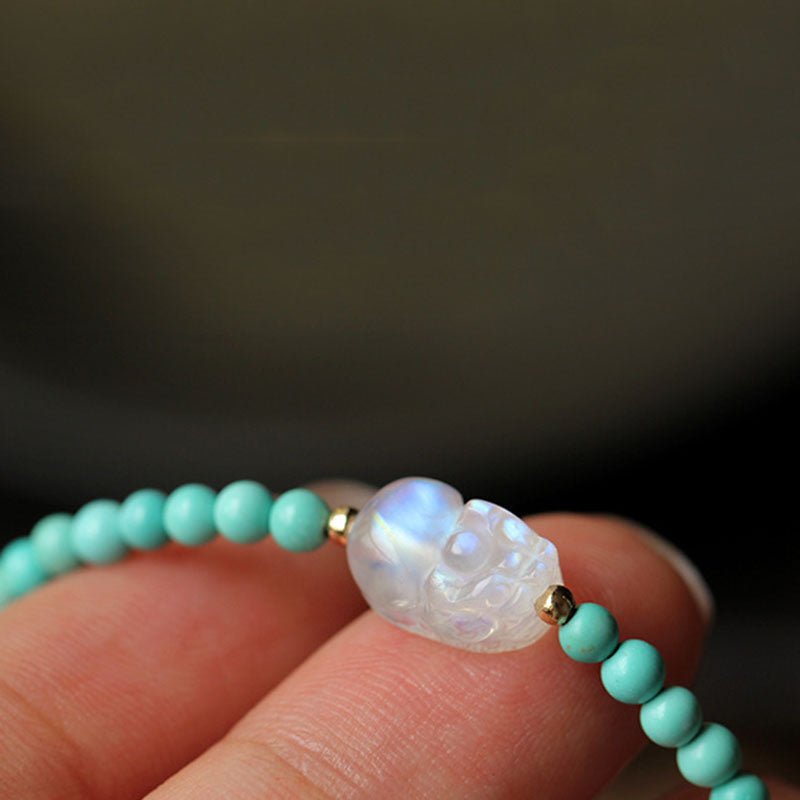 Pixiu Moonstone Turquoise Wealth Protection Bracelet