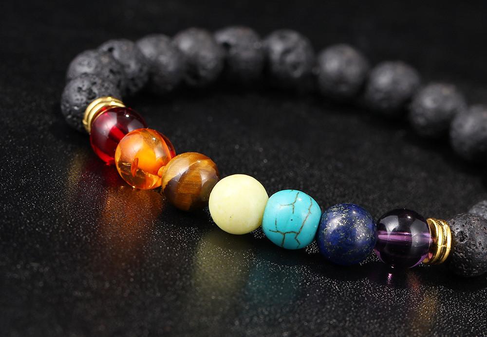 Lava Stone 7 Chakra Healing Bracelet