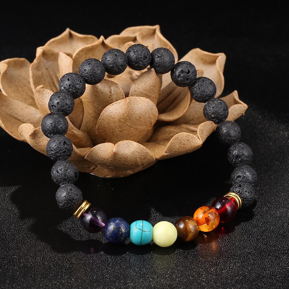 Lava Stone 7 Chakra Healing Bracelet