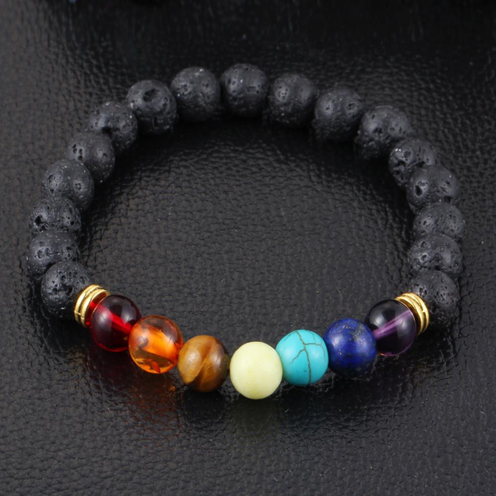 Lava Stone 7 Chakra Healing Bracelet