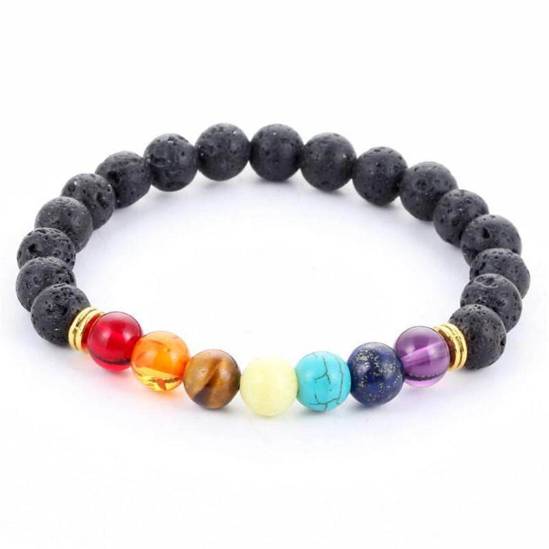 Lava Stone 7 Chakra Healing Bracelet