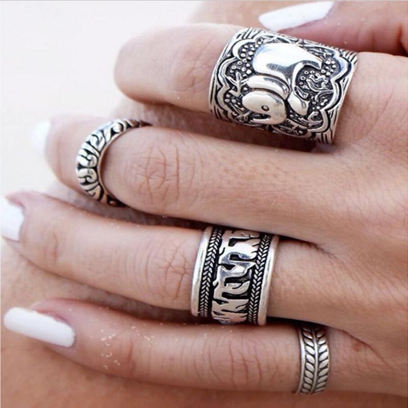 Bohemian Style 4pcs/Pck Elephant Rings