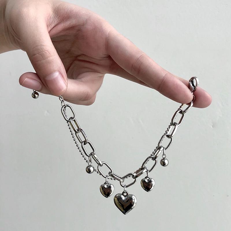 Titanium Steel 'BIG HEARTS' 2 Strand Bracelet