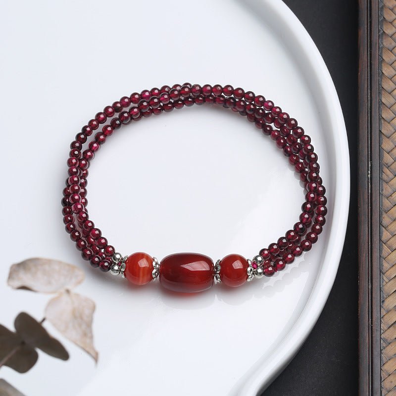 Red Garnet and Agate Energy Bracelet