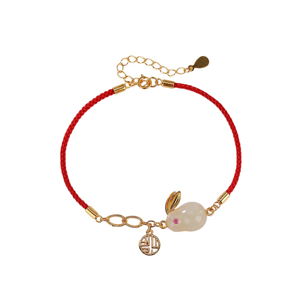 Red Rope Auspicious Rabbit Jade Bracelet