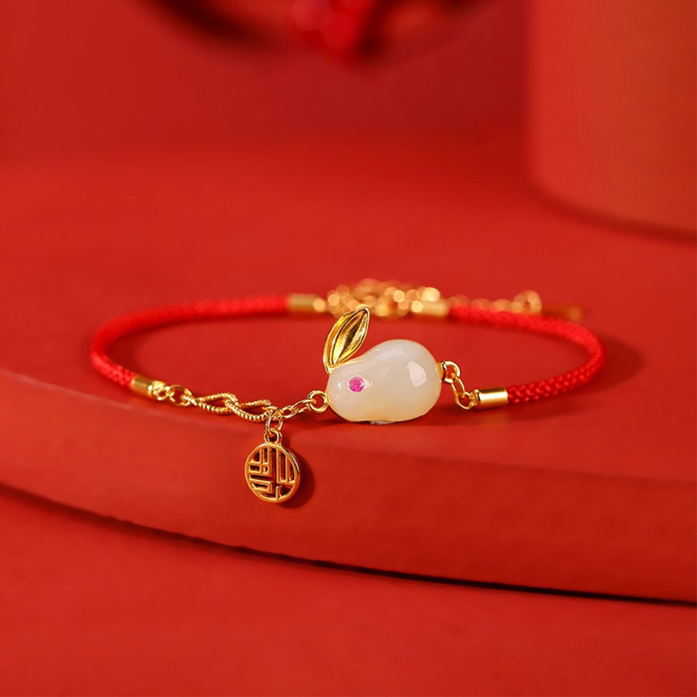 Red Rope Auspicious Rabbit Jade Bracelet