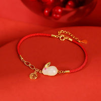 Thumbnail for Red Rope Auspicious Rabbit Jade Bracelet