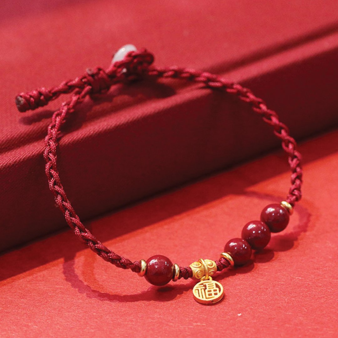 Red Rope Cinnabar Lucky Coin Charm Bracelet