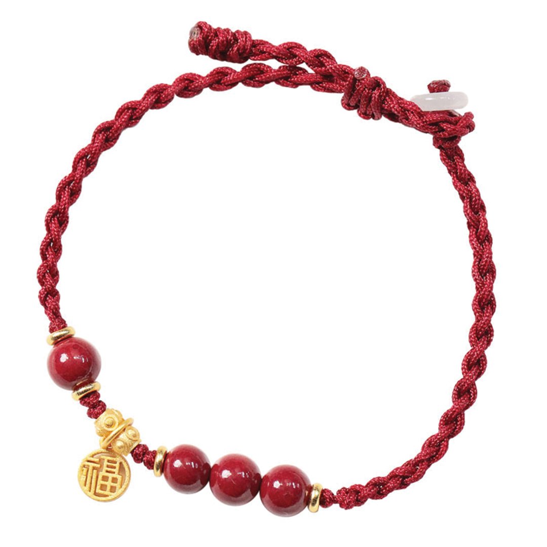 Red Rope Cinnabar Lucky Coin Charm Bracelet