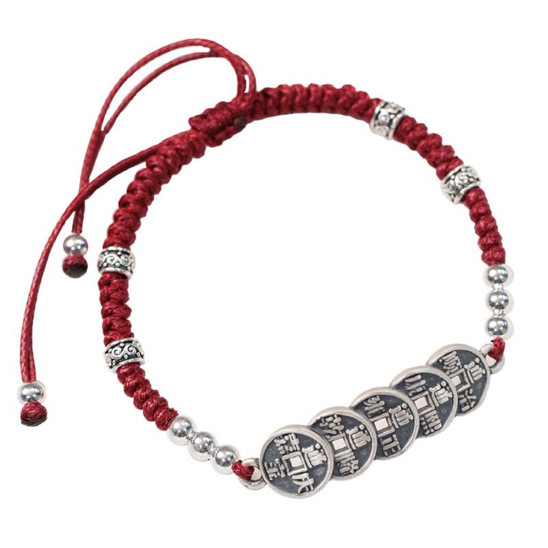 2023 Hetian Jade Rabbit Bracelet For Women, S925 Sterling Silver-18k Gold,  Traditional Chinese Lucky Money Copper Coin Red String Bracelet | Fruugo IE