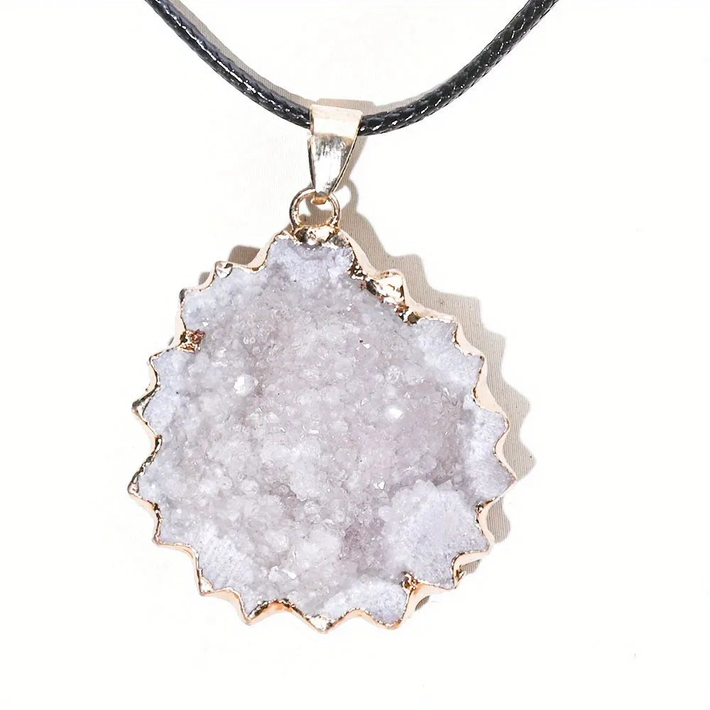 Natural Geode Stone Pendant Necklace