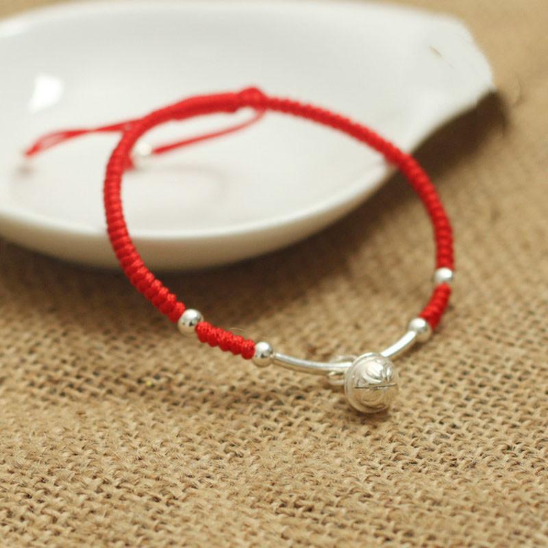 Lucky Red Rope 925 Sterling Silver Bell HARMONY Bracelet