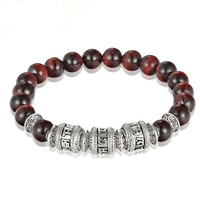 Thumbnail for Red Tiger Eye  Natural Stone  OM mantra Men's Bracelet