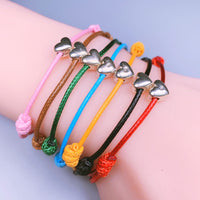 Thumbnail for Wax Rope & 925 Sterling Silver CUTE LUCKY HEART Bracelet