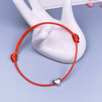 Thumbnail for Wax Rope & 925 Sterling Silver CUTE LUCKY HEART Bracelet