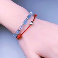 Thumbnail for Wax Rope & 925 Sterling Silver CUTE LUCKY HEART Bracelet