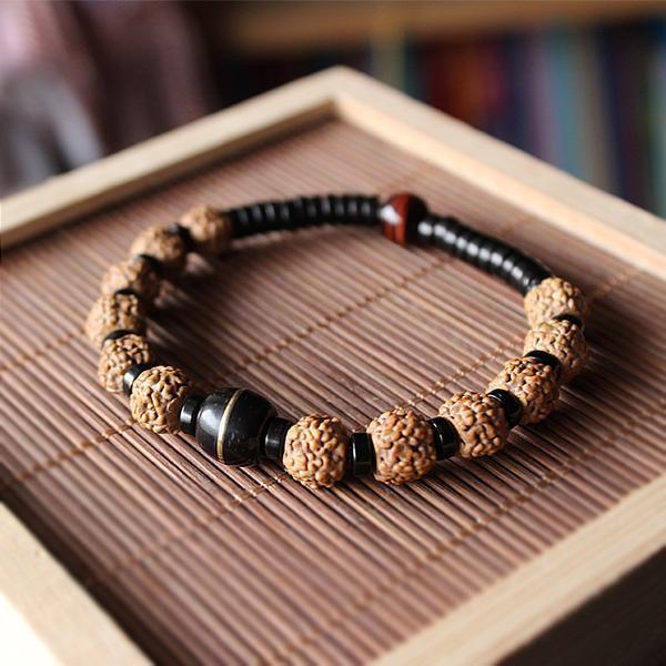 Natural Coconut shell Rudraksha Tiger eye Beads Bracelet