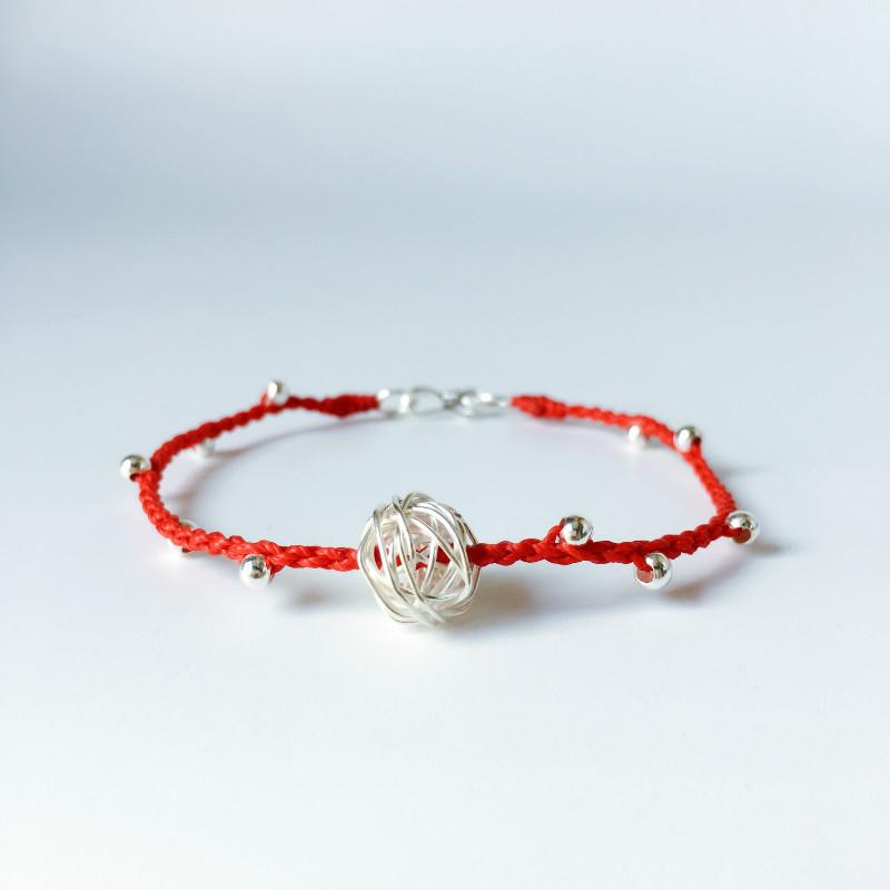 925 Sterling Silver & Red Rope Yarn Ball Charm