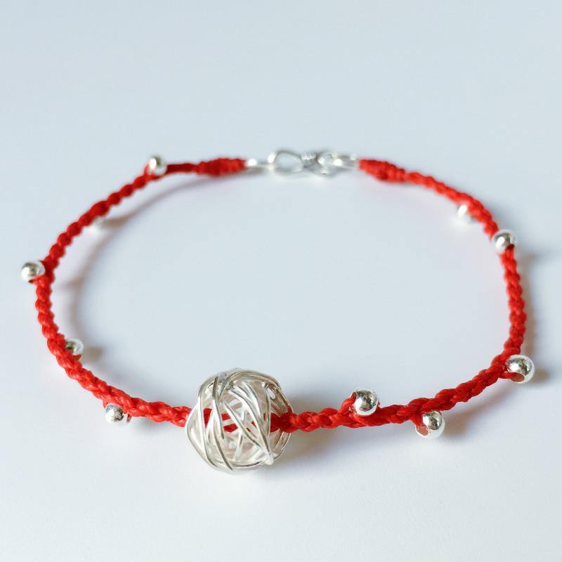 925 Sterling Silver & Red Rope Yarn Ball Charm