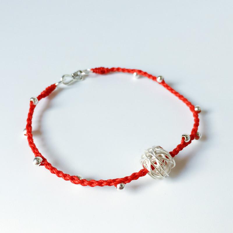 925 Sterling Silver & Red Rope Yarn Ball Charm