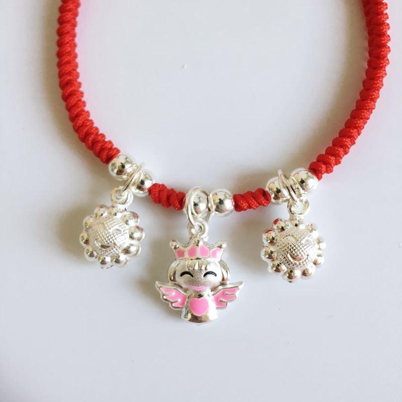 Pure Silver Guardian ANGEL Red Rope Bracelet for BABY!