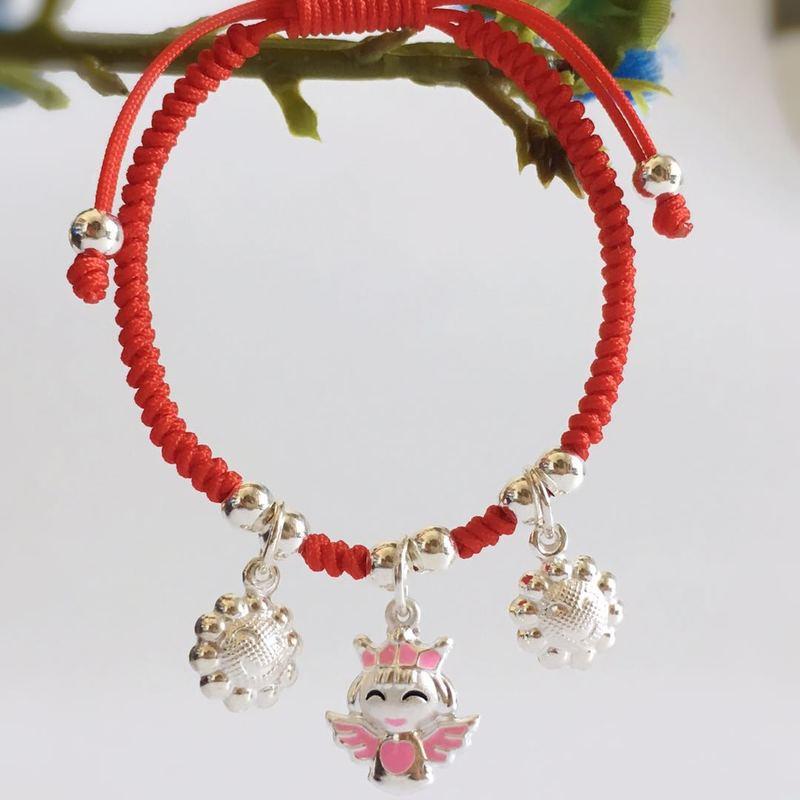 Pure Silver Guardian ANGEL Red Rope Bracelet for BABY!