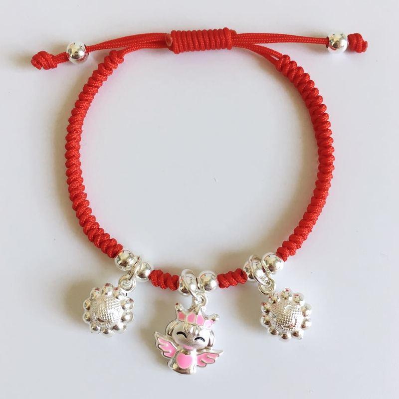 Pure Silver Guardian ANGEL Red Rope Bracelet for BABY!