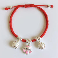 Thumbnail for Pure Silver Guardian ANGEL Red Rope Bracelet for BABY!