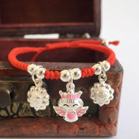 Thumbnail for Pure Silver Guardian ANGEL Red Rope Bracelet for BABY!