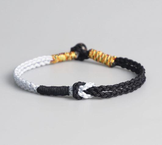 Tibetan Buddhist Double Sailors Knot & Coconut Shell Om Mantra Bead FRIENDSHIP Bracelet