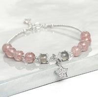 Thumbnail for 925 Sterling Silver Strawberry Quartz UNIVERSAL LOVE Star Accent Bracelet